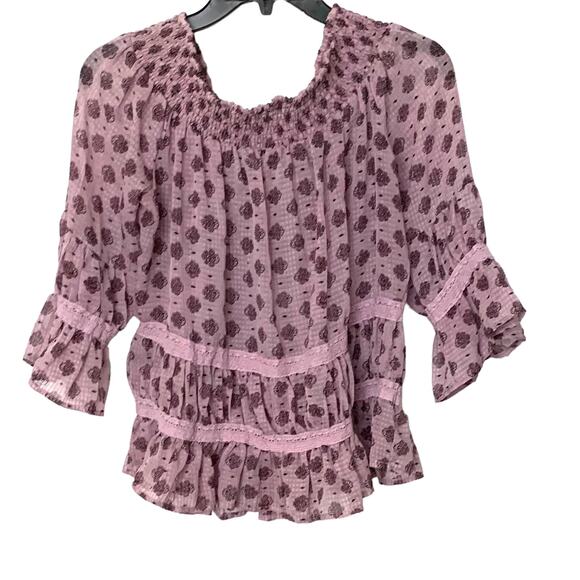 EYESHADOW LONG SLEEVE PULL-OVER BLOUSE, JUNIORS/WOMENS L, LIGHT & DARK PURPLE - Picture 6 of 11